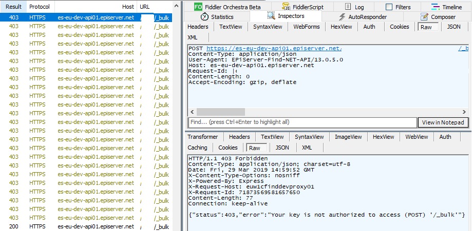 Epi find 403 in Fiddler