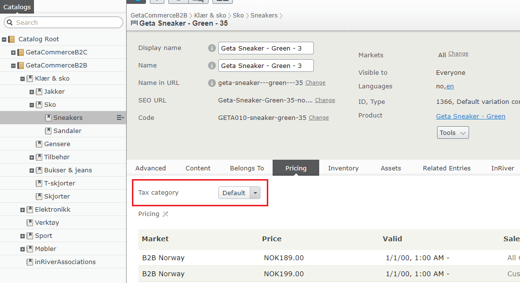 Variation tax category