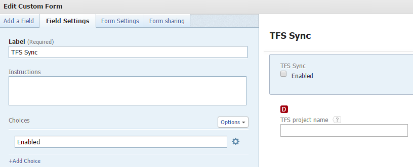 Add custom form for Projects